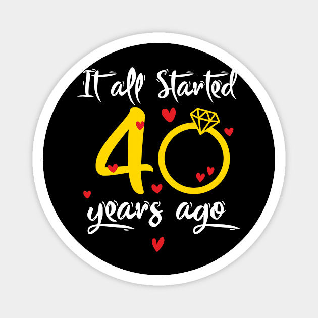 Wedding Anniversary 40 Years Together Golden Family Marriage Gift For Husband And Wife Magnet by truong-artist-C